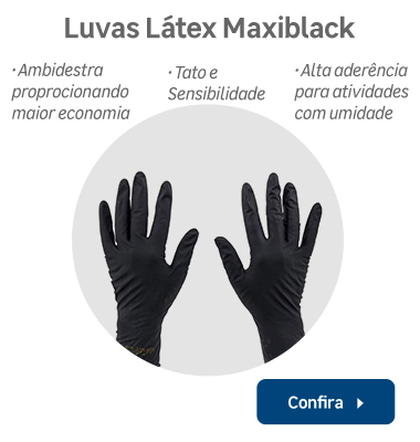 Clique aqui para conhecer as nossas Luvas Descartáveis de Látex Maxiblack Danny! Elas são possuem excelente tato e sensibilidade,  geram alta aderência para atividades com presença de umidade e são ambidestras, proporcionando maior economia!